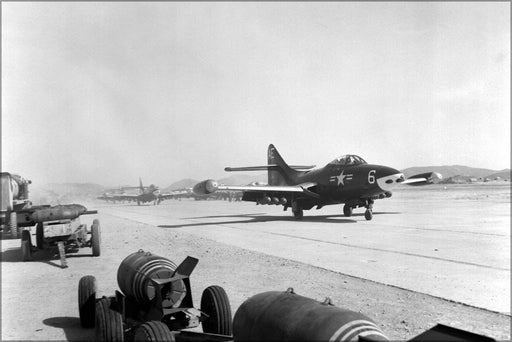 Poster, Many Sizes Available; F9F-2 Panther Fighters Vmf-115 Able Eagles Pohang, Korea 1953