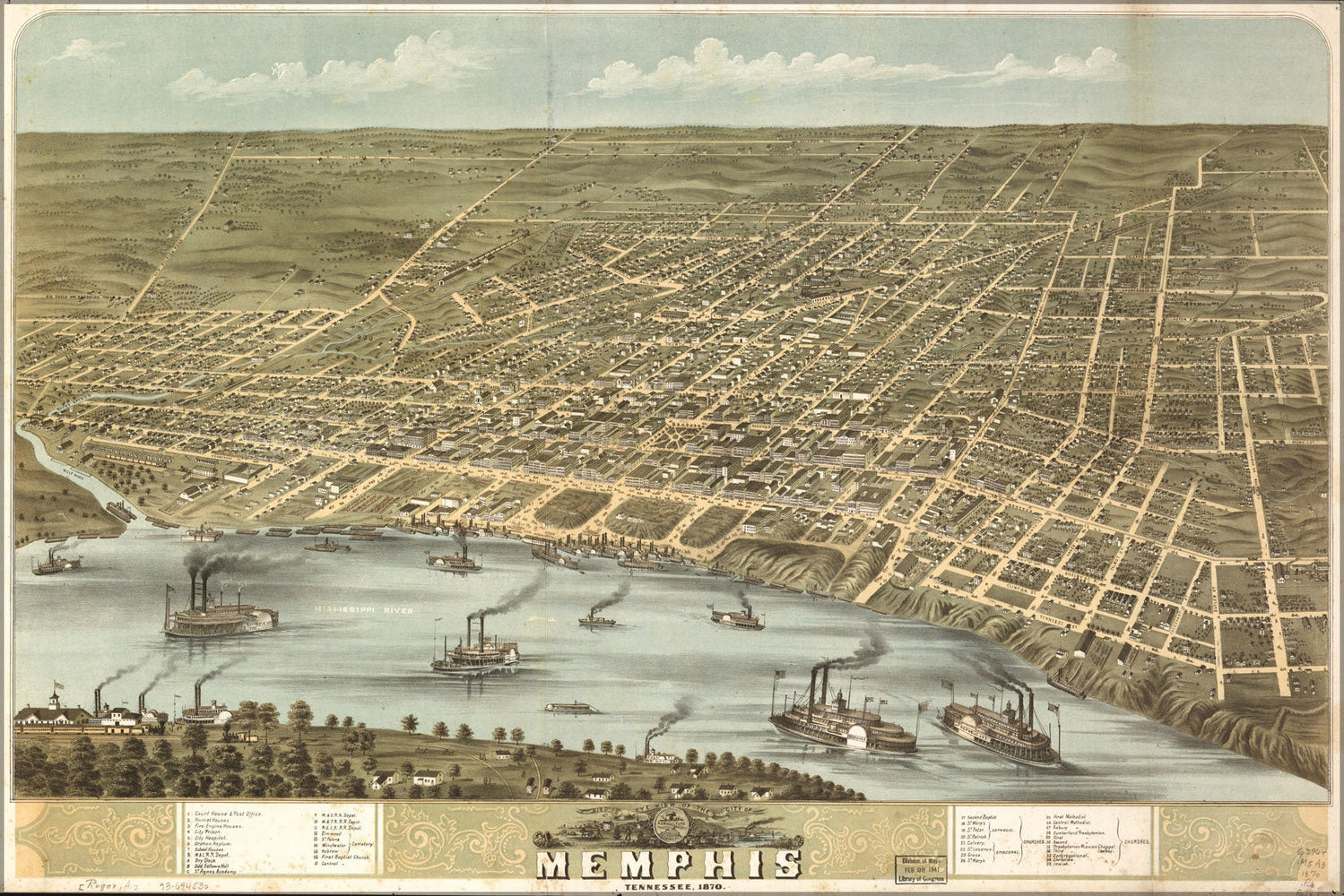 Poster, Many Sizes Available; Birdseye View Map Of Memphis, Tennessee 1870