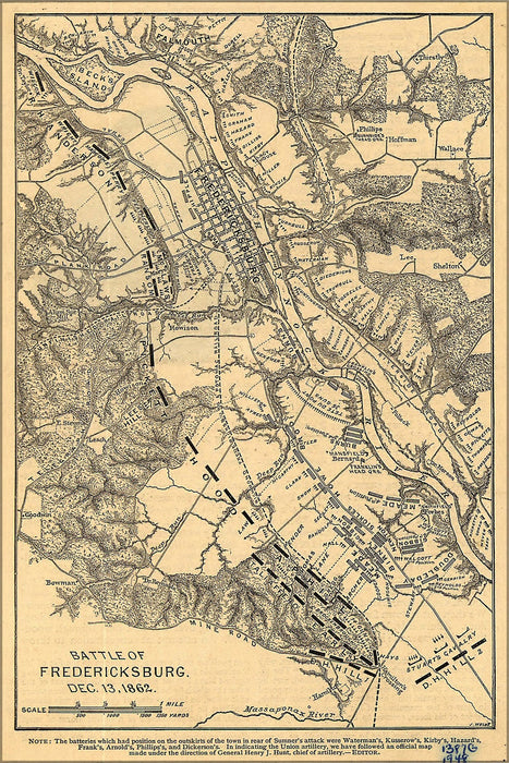 Poster, Many Sizes Available; Map Of Battle Of Fredericksburg. Dec. 13, 1862