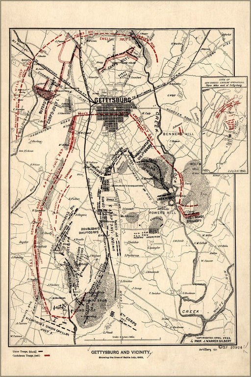 Poster, Many Sizes Available; Map Of Battle Of Gettysburg 1863 P10