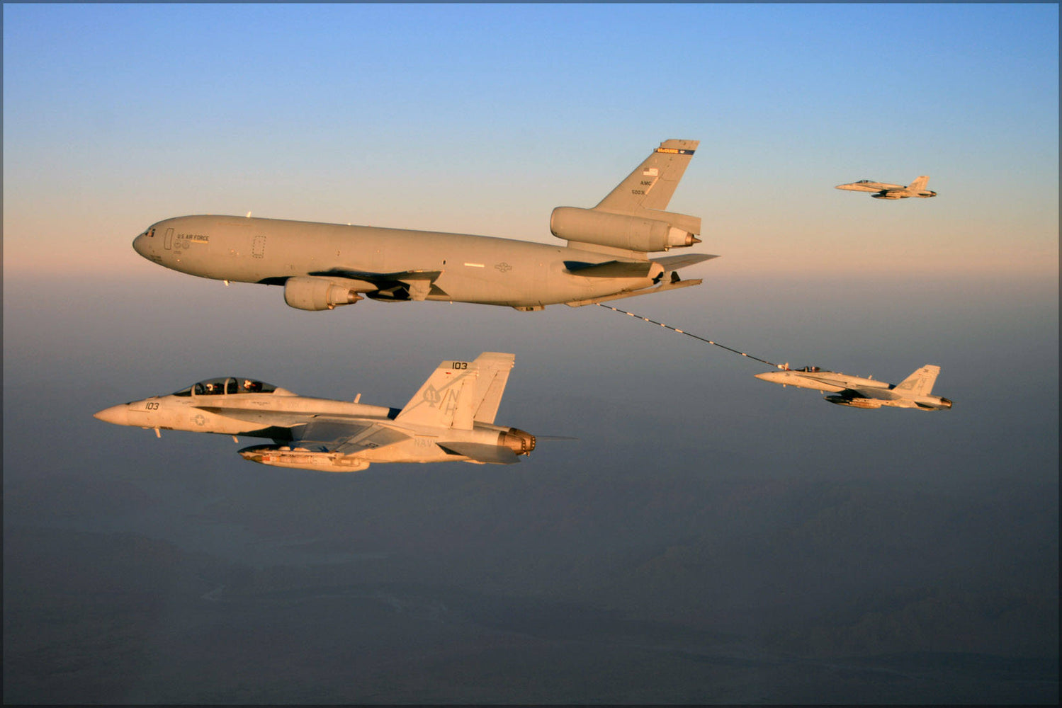 Poster, Many Sizes Available; Fa-18 Strike Fighters, (Vfa) 41 Vfa-97 Refuel From Kc-10 Extender