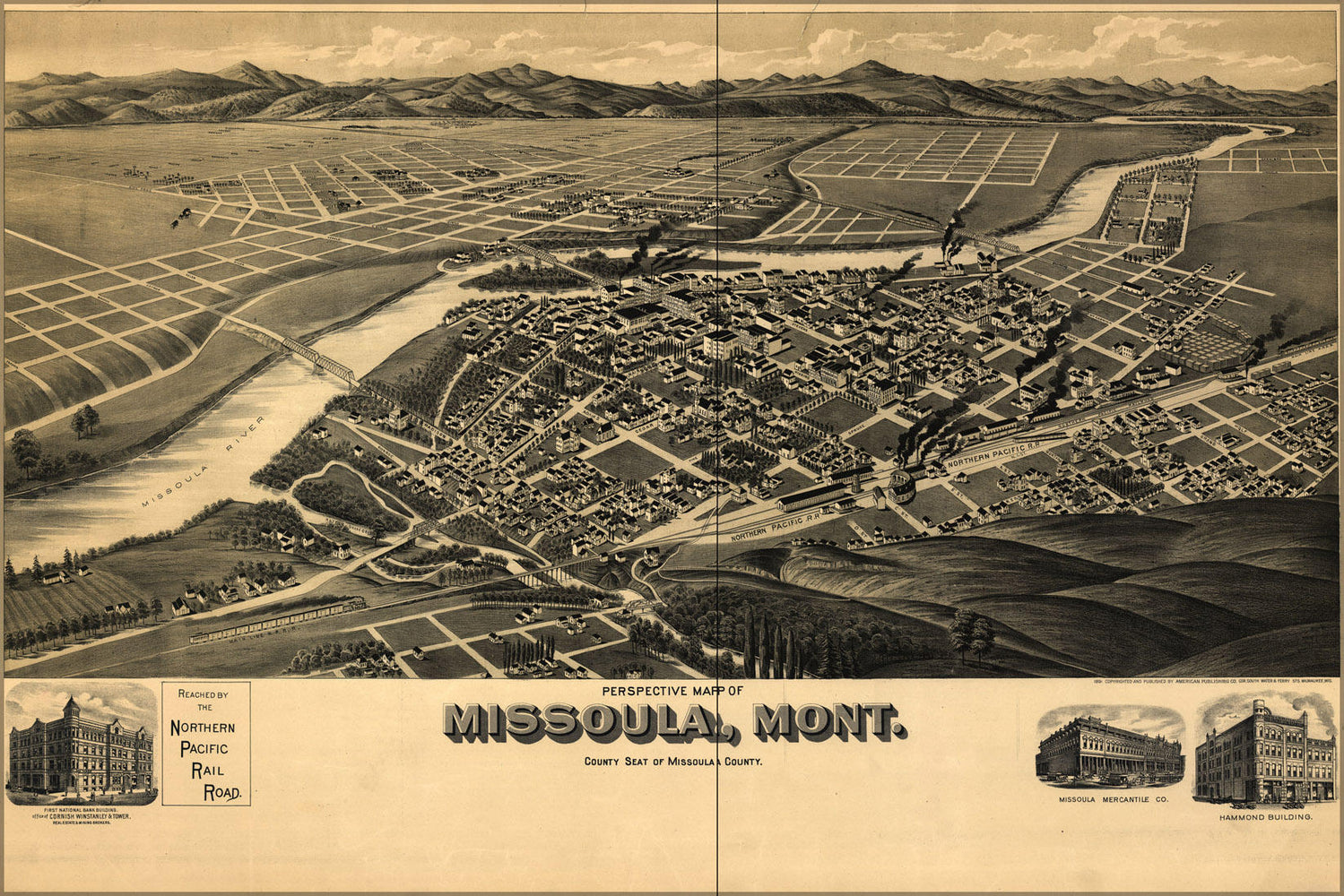 Poster, Many Sizes Available; Birdseye View Map Of Missoula Montana 1891