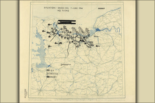 Poster, Many Sizes Available; June 7, 1944 Battle Of Normandy Map