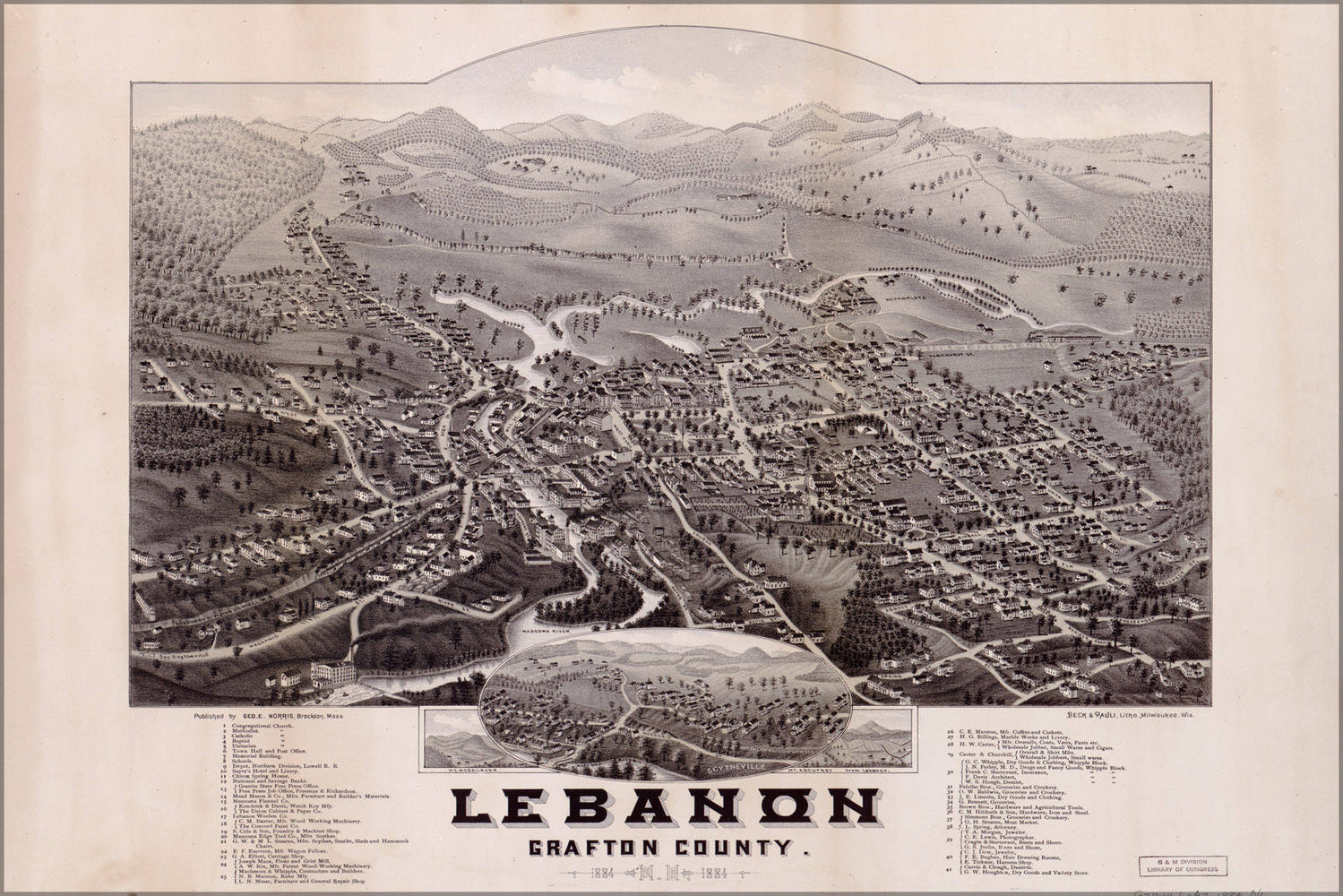 Poster, Many Sizes Available; Map Of Lebanon Grafton County New Hampshire 1884