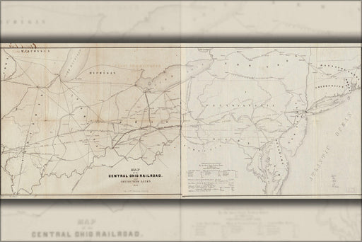 Poster, Many Sizes Available; Map Of The Central Ohio Railroad 1850