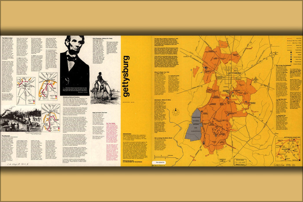 Poster, Many Sizes Available; Map Of Battle Of Gettysburg Park 1978