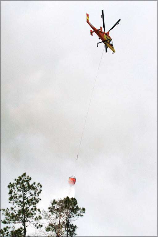 Poster, Many Sizes Available; Kaman K1200 K-Max Drops Water On Wildfire, Florida