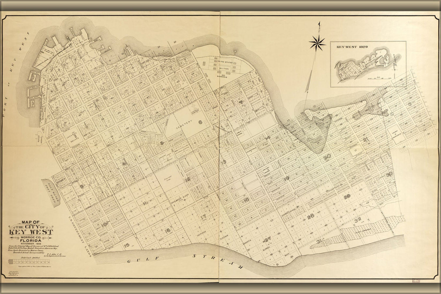 Poster, Many Sizes Available; Map Of The City Of Key West, Monroe Co., Florida 1908