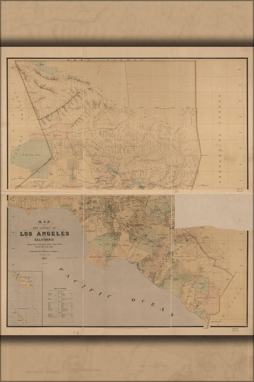 Poster, Many Sizes Available; Map Of The County Of Los Angeles, California 1877