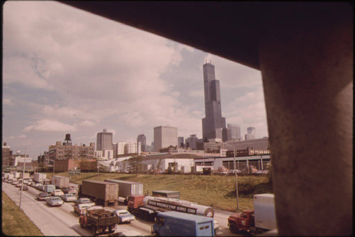 Poster, Many Sizes Available; Heavy Traffic On The Dan Ryan Expressway In Chicago Illinois. It Is The Busiest In The United States With 254,