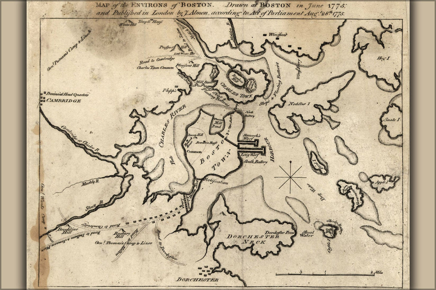 Poster, Many Sizes Available; Map Of The Environs Of Boston. Drawn At Boston In June, 1775