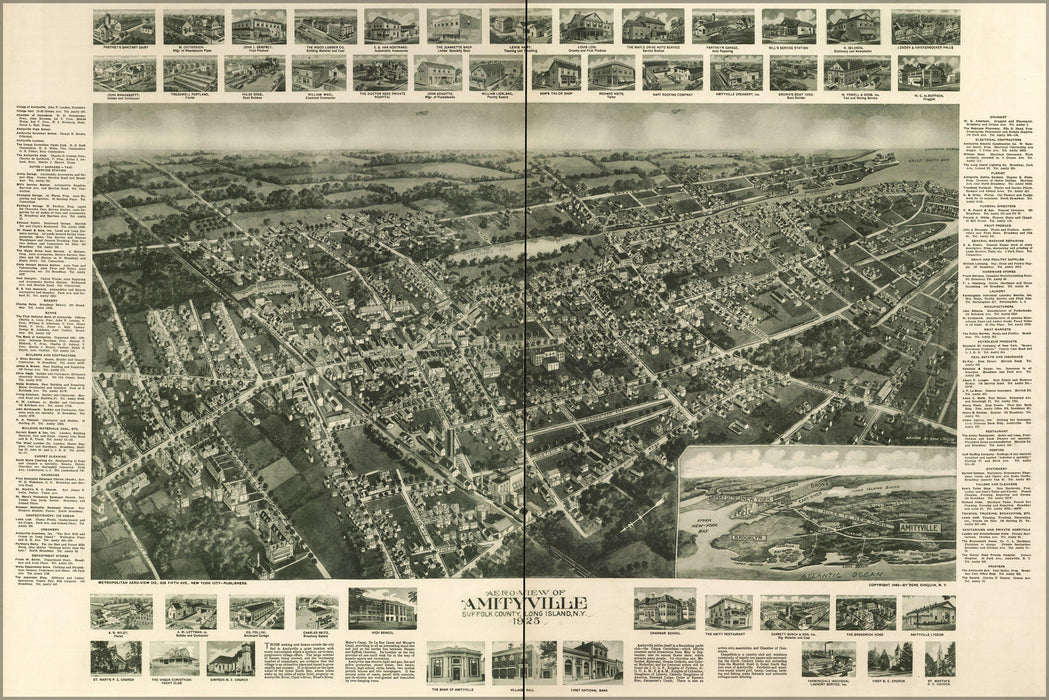 Poster, Many Sizes Available; Aero-View Map Of Amityville, Suffolk County, Long Island, New York 1925