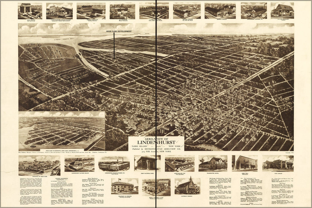 Poster, Many Sizes Available; Aero-View Map Of Lindenhurst, Long Island, 1926, New York