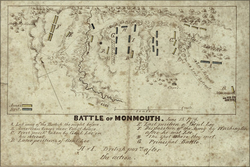 Poster, Many Sizes Available; Map Of Battle Of Monmouth, June 28, 1778