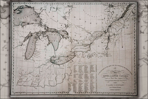 Poster, Many Sizes Available; Map Of The Great Lakes, Michigan, Indiana, Ohio And Contiguous Parts Of The Canada And The Northeast C1812 By