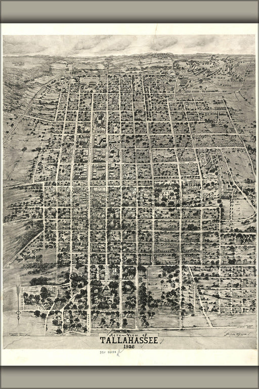 Poster, Many Sizes Available; Aero-View Map Of Tallahassee Florida 1926