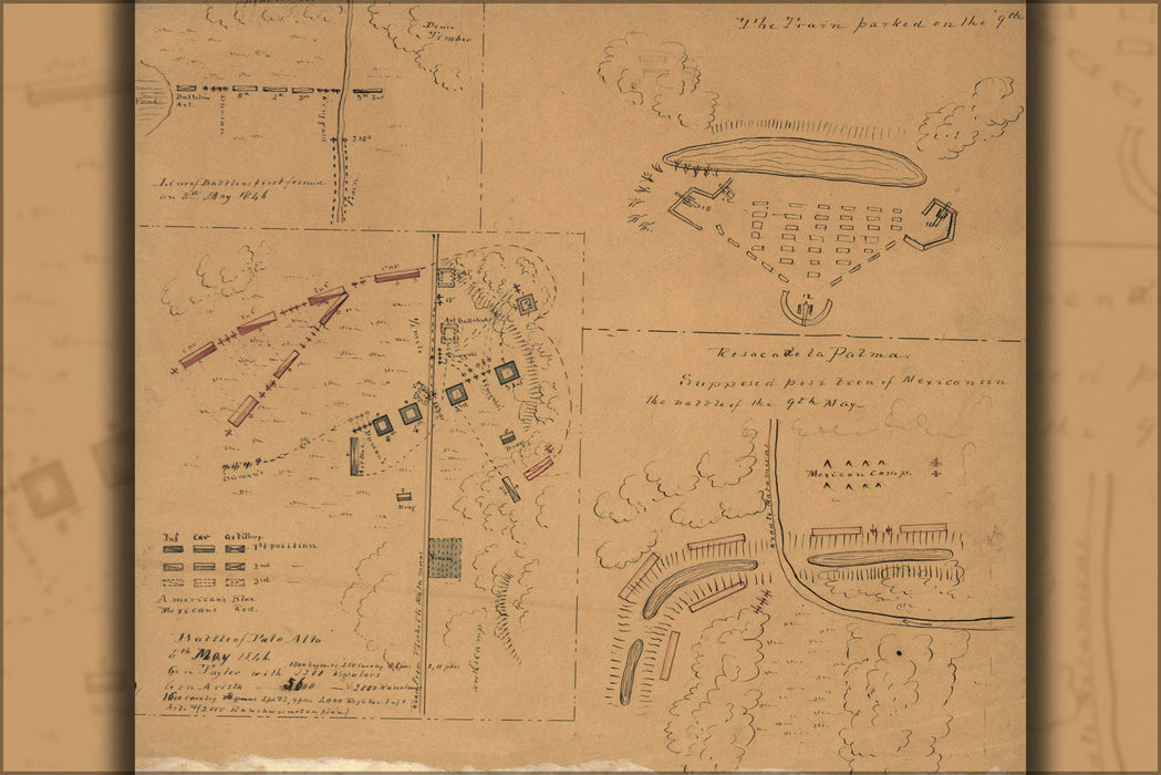 Poster, Many Sizes Available; Map Of Battle Of Palo Alto, 8Th May 1846 Mexican War