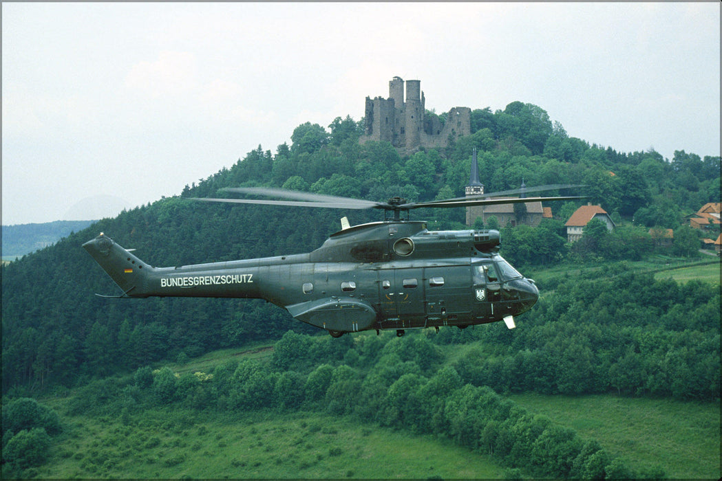 Poster, Many Sizes Available; Aerospatiale Sa.330J Puma Helicopter & Castle Burg Hanstein