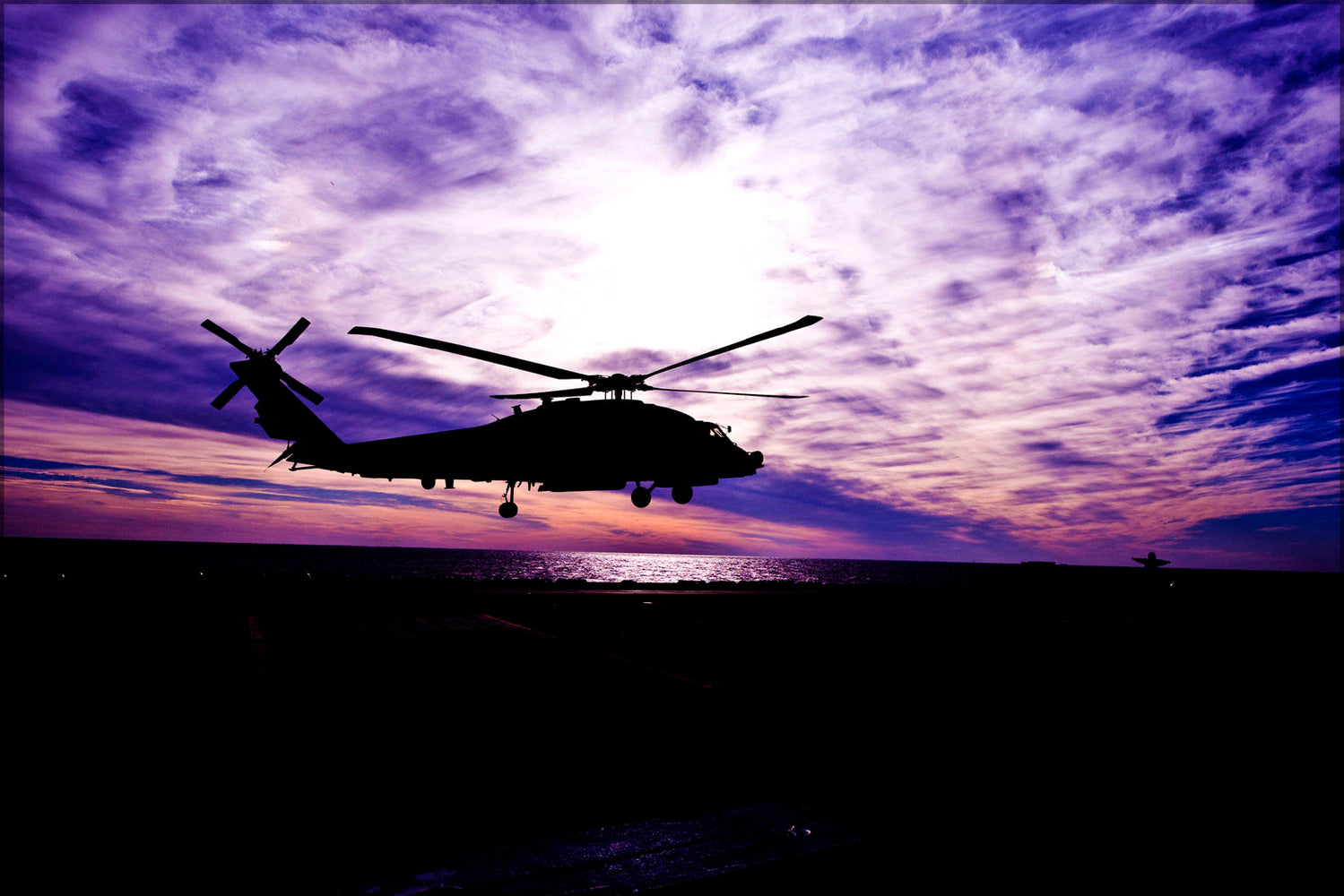 Poster, Many Sizes Available; Sh-60 Sea Hawk Helicopter At Sunset