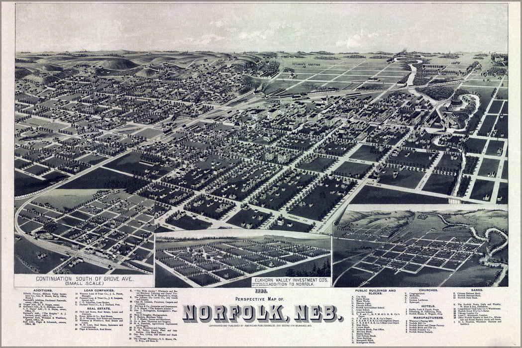 Poster, Many Sizes Available; Birdseye View Map Of Norfolk, Nebraska 1889