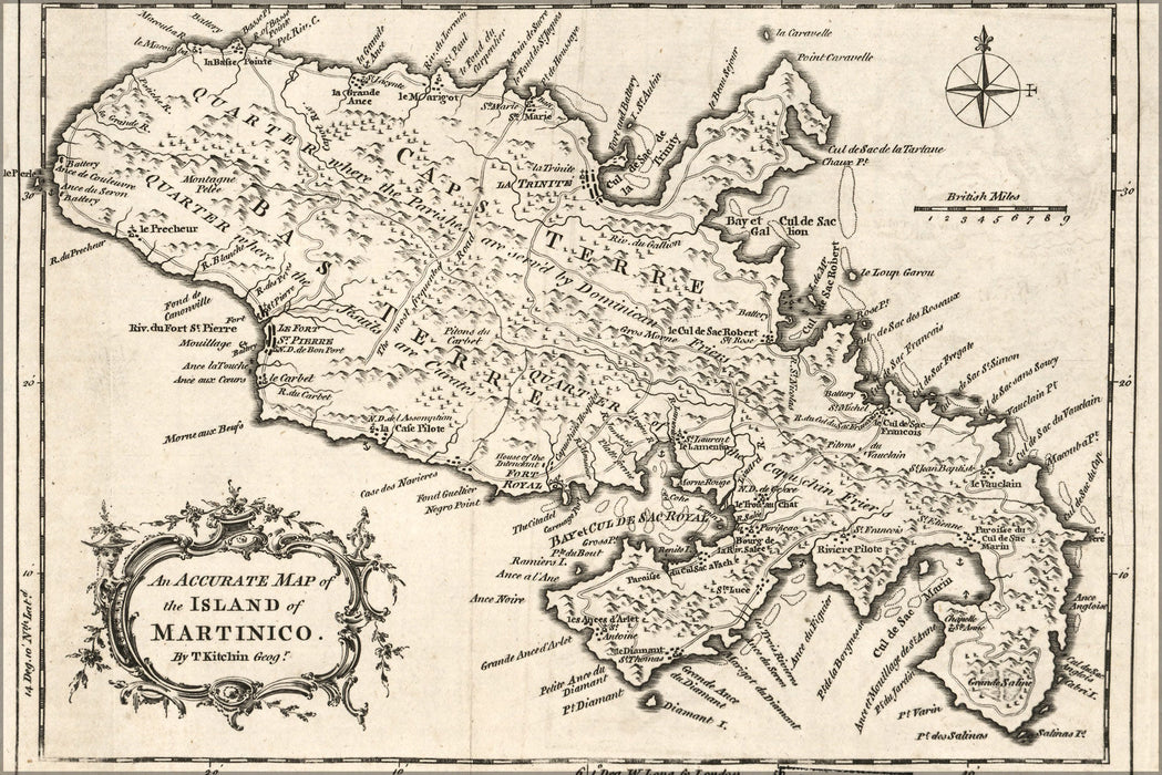 Poster, Many Sizes Available; Map Of The Island Of Martinique 1758