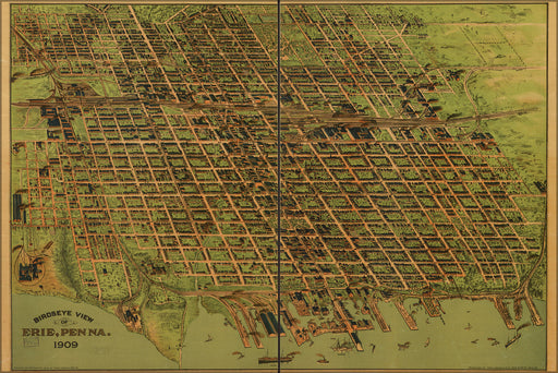 Poster, Many Sizes Available; Birdseye View Map Of Of Erie, Pennsylvania 1909