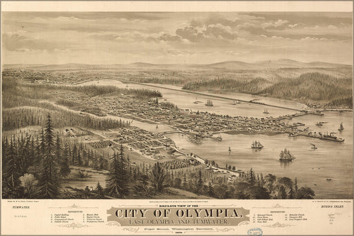 Poster, Many Sizes Available; Birdseye View Map Of Olympia, Puget Sound, Washington Territory, 1879