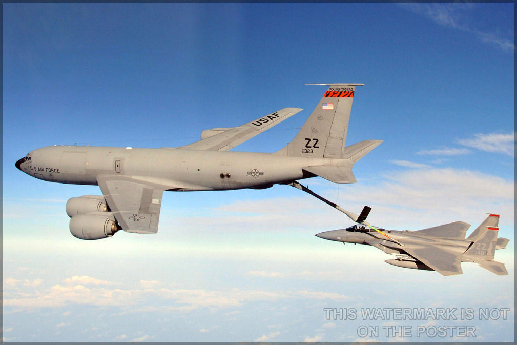 Poster, Many Sizes Available; Kc-135 Stratotanker Refuels An F-15 Eagle