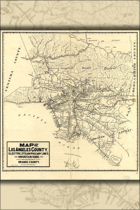 Poster, Many Sizes Available; Map Of Los Angeles County 1912