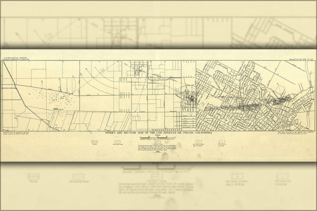 Poster, Many Sizes Available; Map Of Los Angeles Oil Fields, California 1906