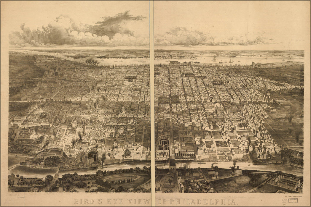 Poster, Many Sizes Available; Birdseye View Map Of Philadelphia 1857