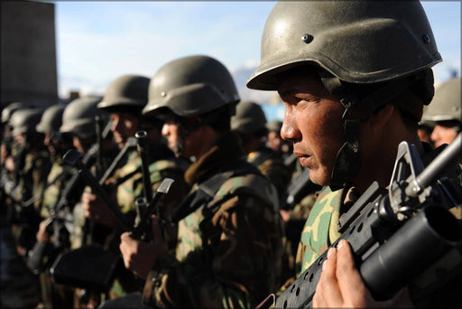 Poster, Many Sizes Available; Afghan National Army Ana Commandos Listen To Lt. Gen. Caldwell And Gen. Bismillah Mohammadi At An Ana Commando