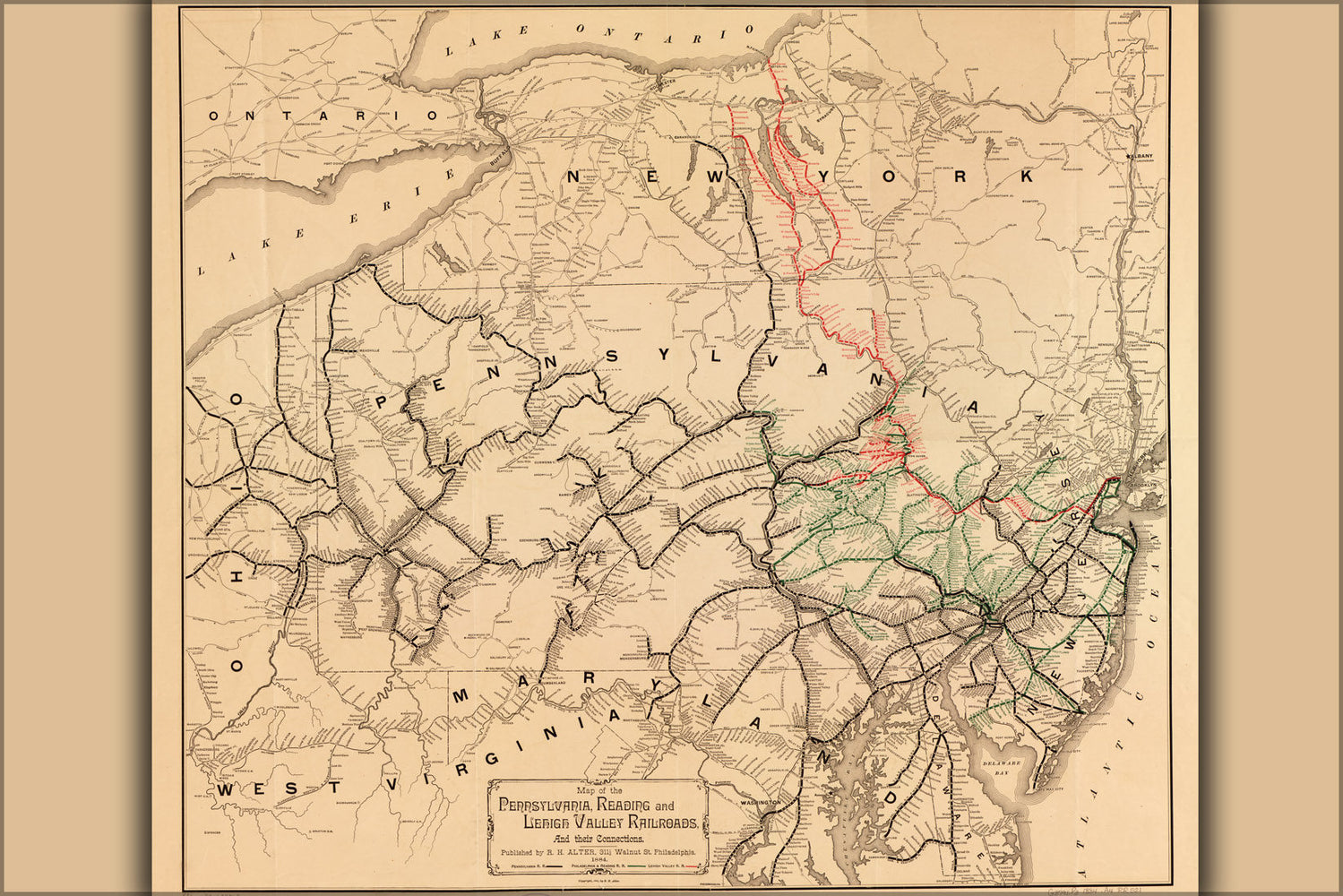 Poster, Many Sizes Available; Map Of The Pennsylvania, Reading, And Lehigh Valley Railroad 1884