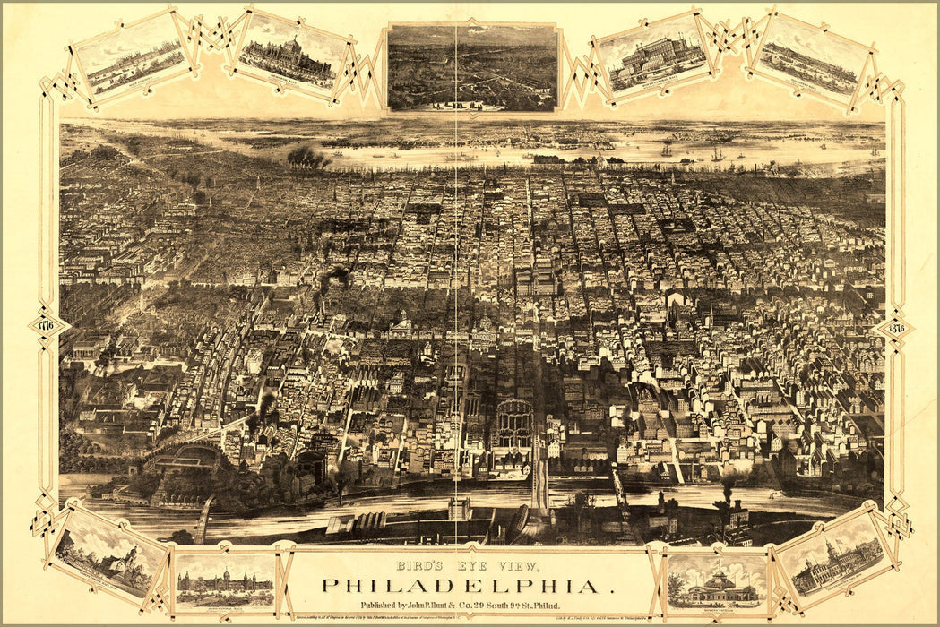 Poster, Many Sizes Available; Birdseye View Map Of Philadelphia 1876