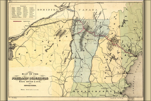 Poster, Many Sizes Available; Map Of The Portland And Ogdensburg Railroad