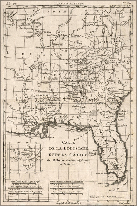 Poster, Many Sizes Available; Map Of Louisiana & Florida 1780 In French