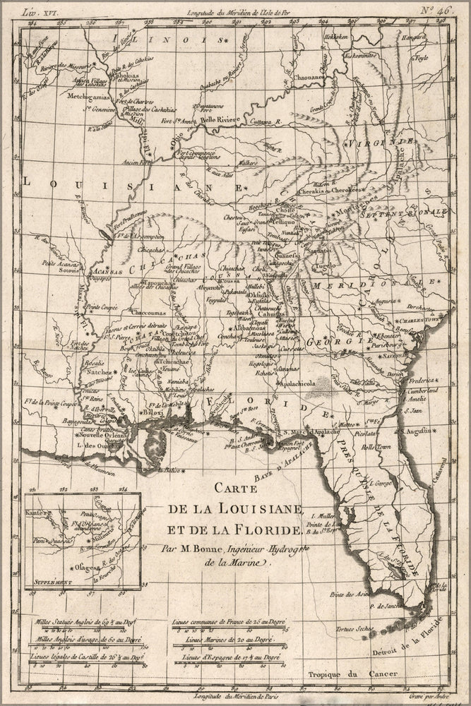 Poster, Many Sizes Available; Map Of Louisiana & Florida 1780 In French