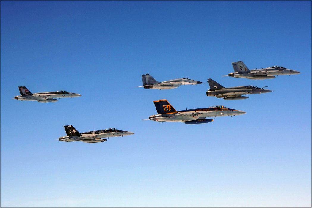 Poster, Many Sizes Available; Fa-18E Super Hornet Fa-18C Mig-29S Mirage 2000 Ea-18G Growler