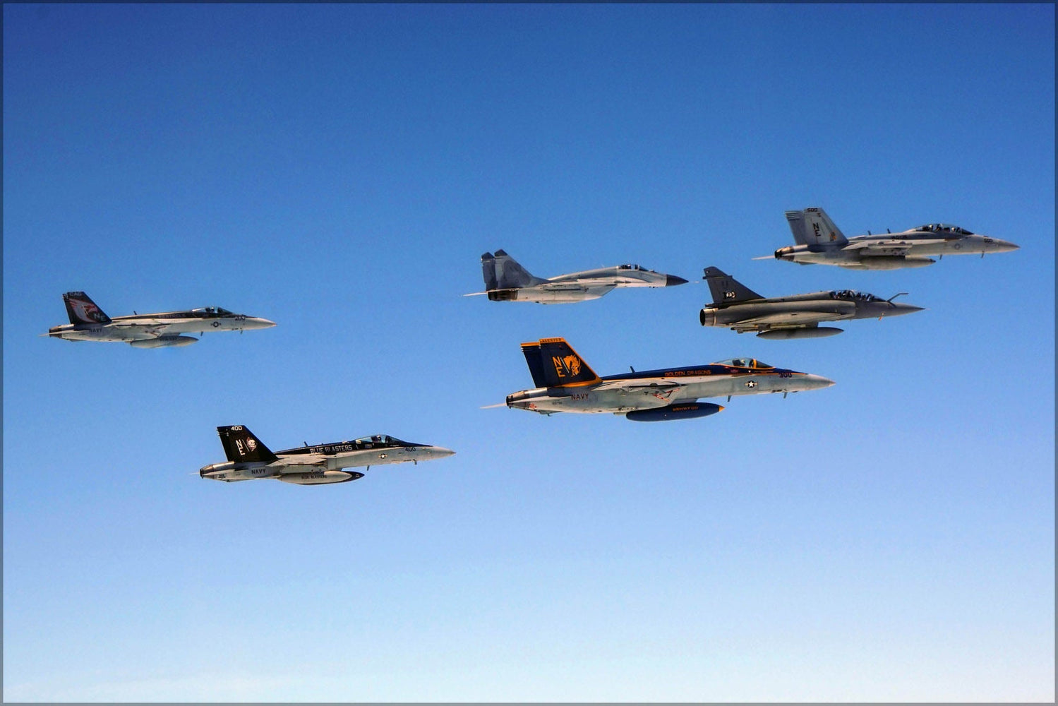Poster, Many Sizes Available; Fa-18E Super Hornet Fa-18C Mig-29S Mirage 2000 Ea-18G Growler