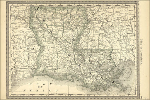 Poster, Many Sizes Available; Map Of Louisiana 1881