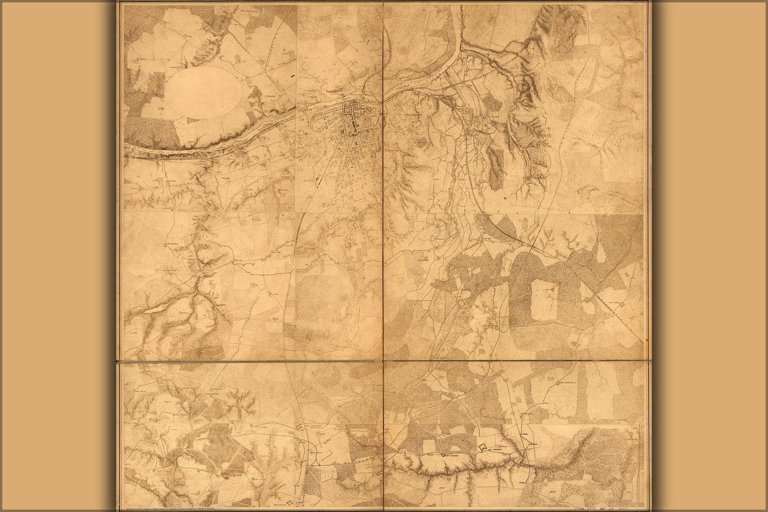 Poster, Many Sizes Available; Map Of The Siege Of Petersburg Virginia, 1864-5