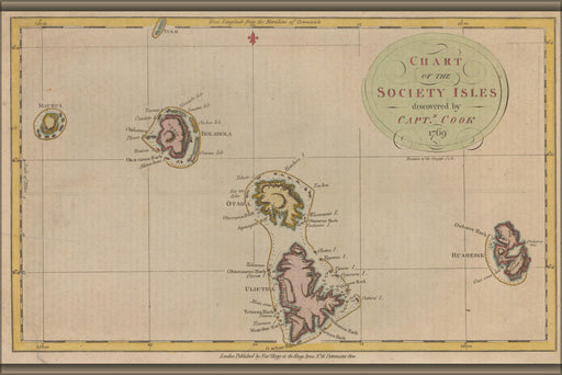 Poster, Many Sizes Available; Map Of The Society Islands 1769