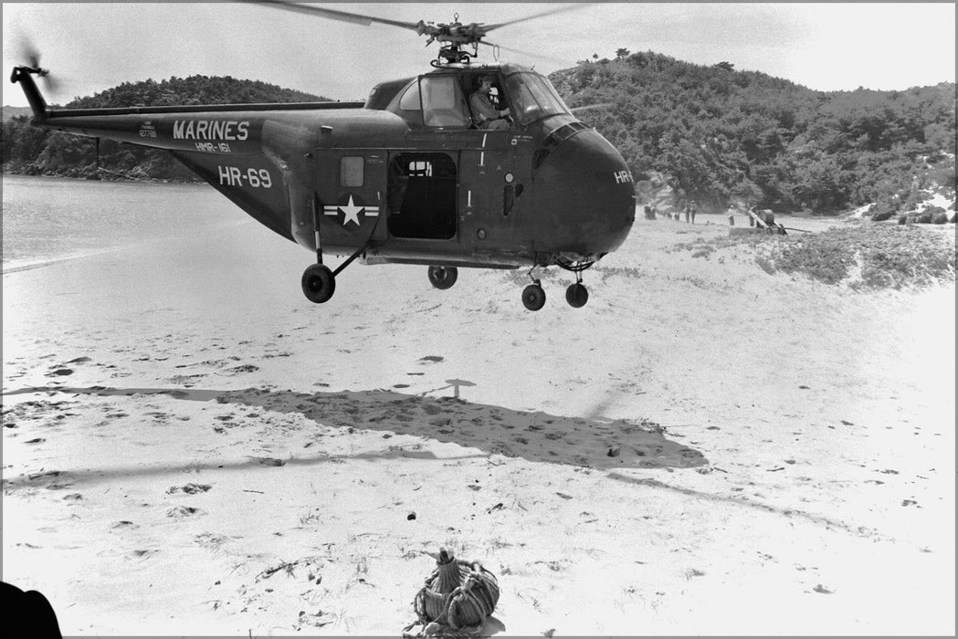 Poster, Many Sizes Available; Sikorsky Hrs-1 Helicopter Landing Marines At Korean War 1952