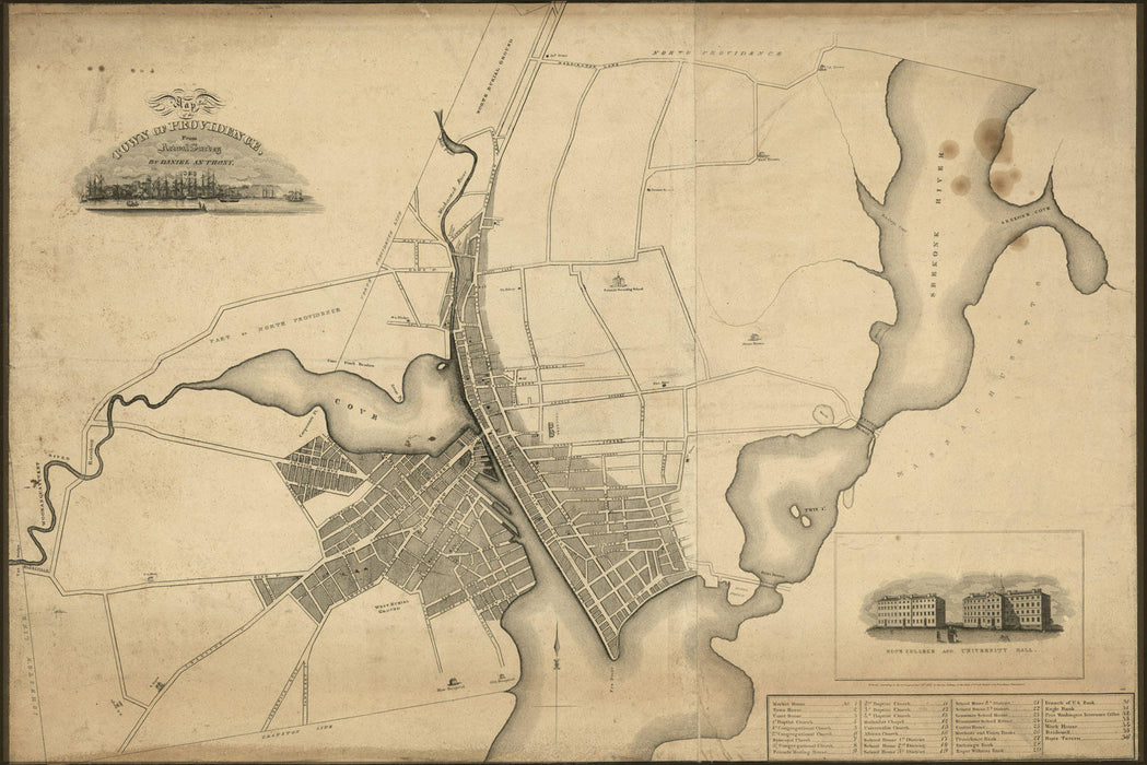 Poster, Many Sizes Available; Map Of The Town Of Providence Rhode Island 1823