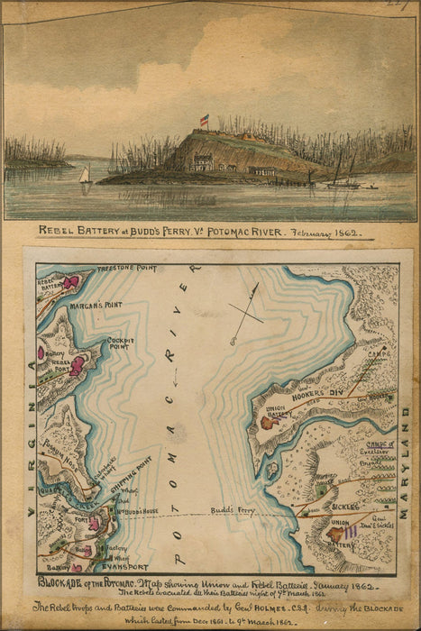 Poster, Many Sizes Available; Map Of Blockade Of Potomac River 1862