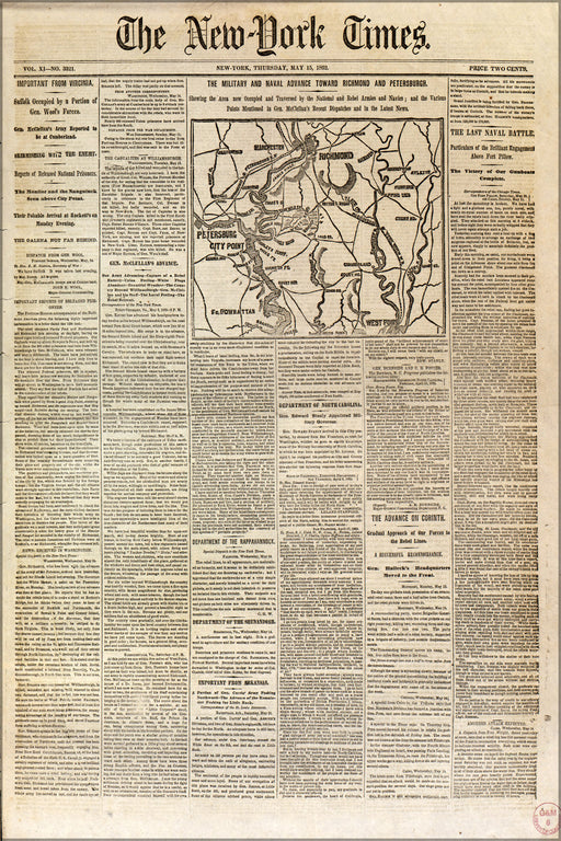 Poster, Many Sizes Available; Nyt 1862 Richmond & Petersburg Virginia Advance