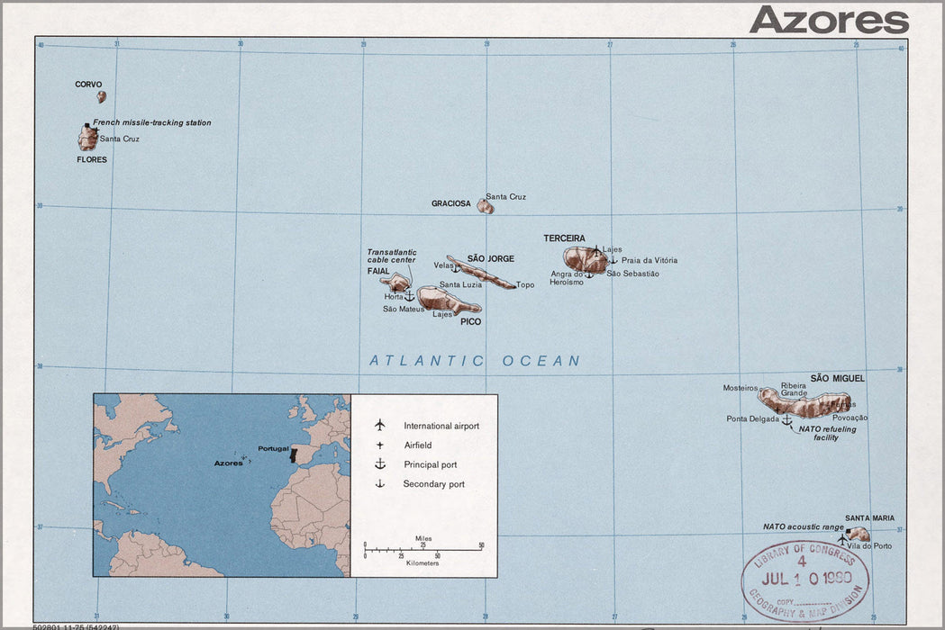 Poster, Many Sizes Available; Cia Map Of The Azores 1975