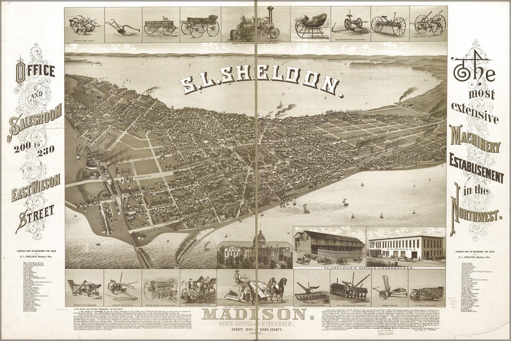 Poster, Many Sizes Available; Map Of Madison, Wisconsin 1885 P1