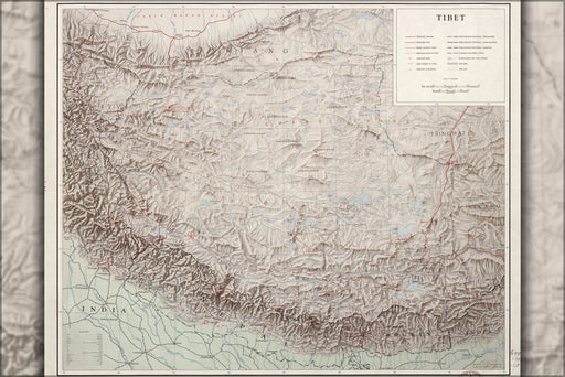 Poster, Many Sizes Available; Cia Map Of Tibet, 1955