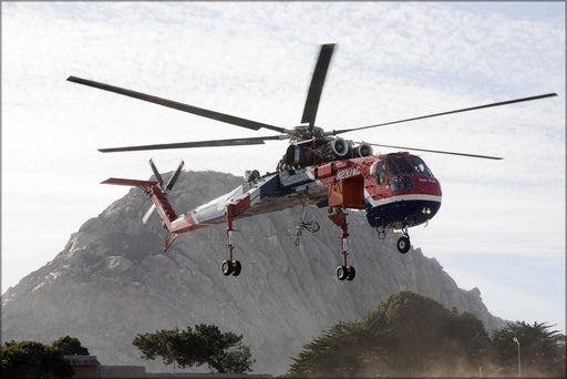 Poster, Many Sizes Available; Sikorsky S-64 Skycrane Helicopter Morro Bay California